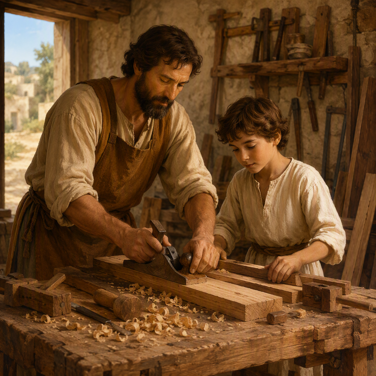 St. Joseph and Jesus working together