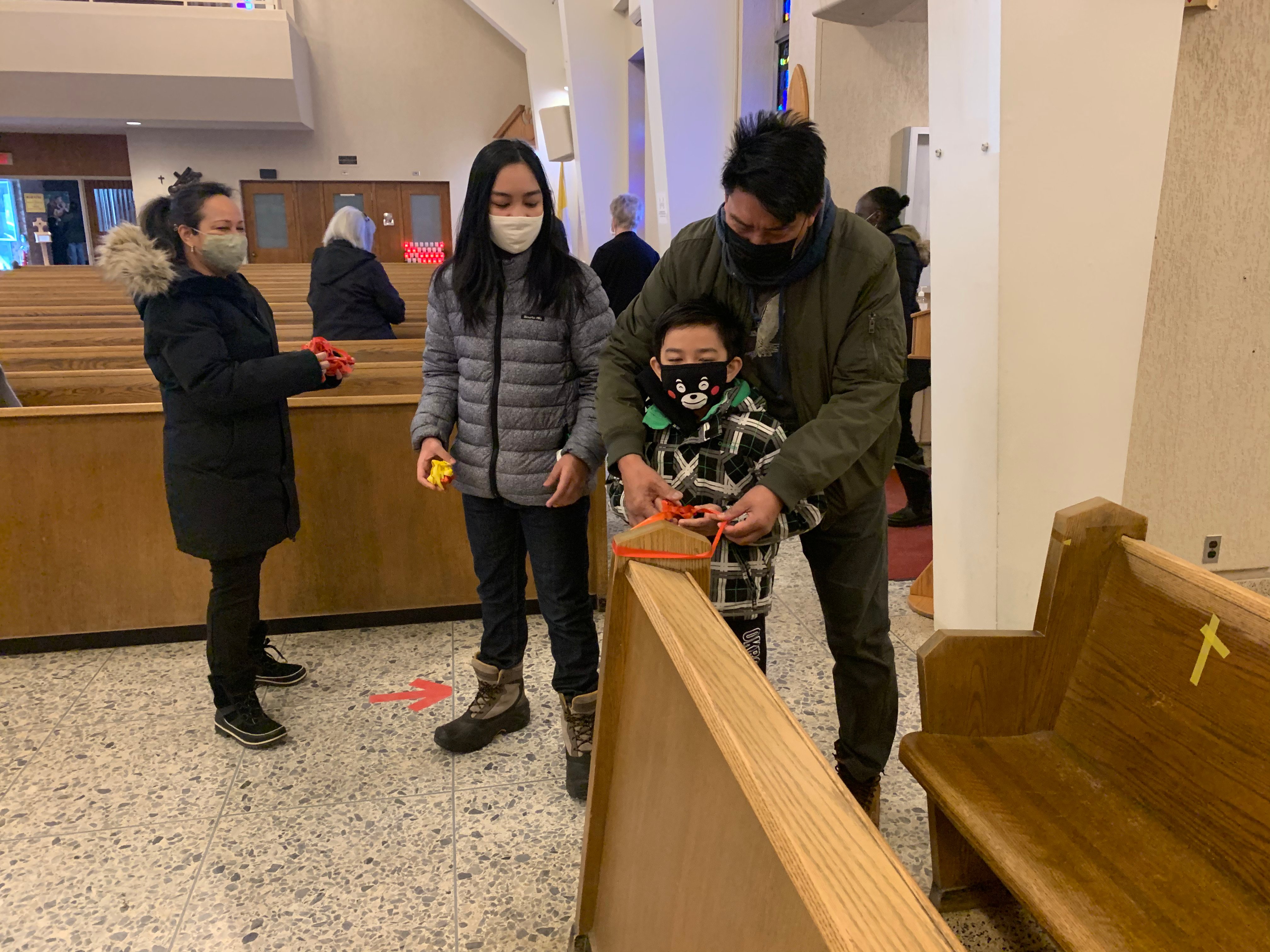 Volunteers cleaning the church.