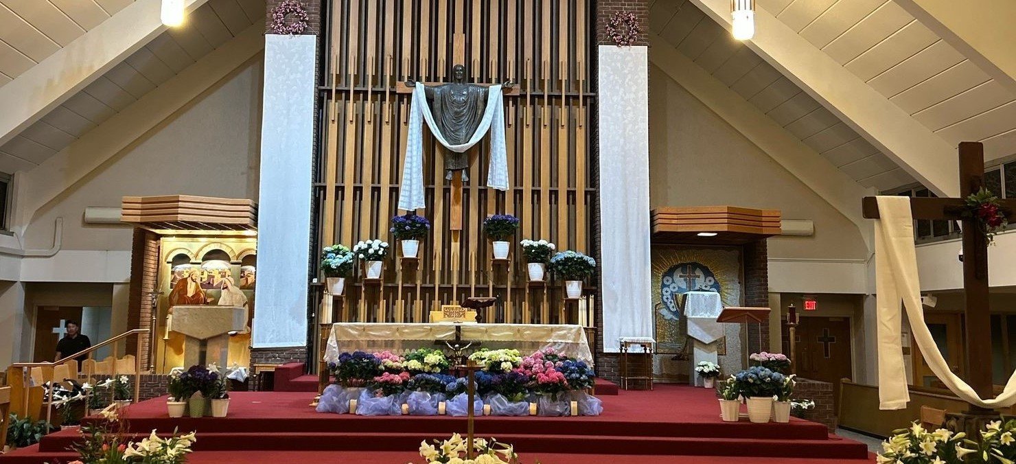 Altar decorated for Easter